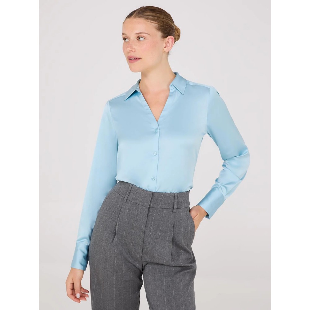 Notch Collar Button-Front Blouse