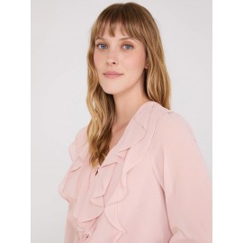 Chiffon Ruffle Button-Front Blouse
