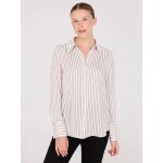 Satin Striped Button-Front Blouse