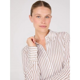 Satin Striped Button-Front Blouse