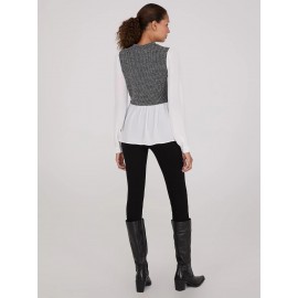 2-Fer Boucle Vest With Long Sleeve Top