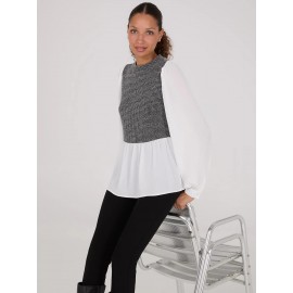 2-Fer Boucle Vest With Long Sleeve Top