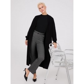 Straight Leg Bootcut Pants With Faux Leather Belt