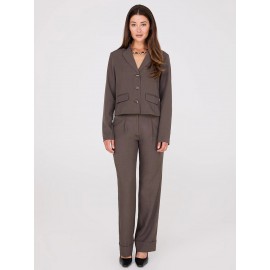 Pleated Wide-Leg Long Length Pants With Cuff