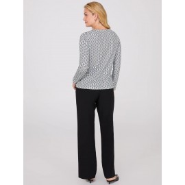 Chain Keyhole Printed Long Sleeve Top