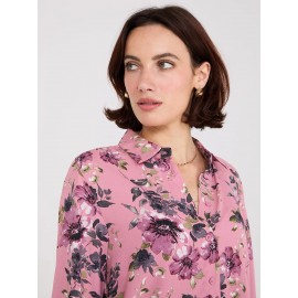 Floral Print Chiffon Button-Front Blouse