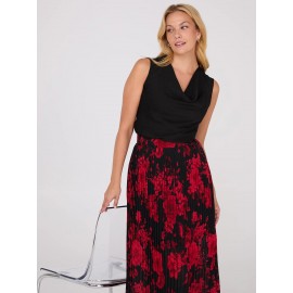 Sleeveless Textured Cowl Neck Top