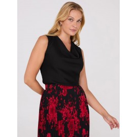 Sleeveless Textured Cowl Neck Top