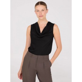 Sleeveless Textured Cowl Neck Top
