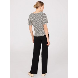 Striped Flutter Sleeve Boat Neck Top