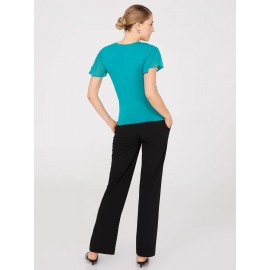 Chiffon Flutter Sleeve Top With Metal Detail