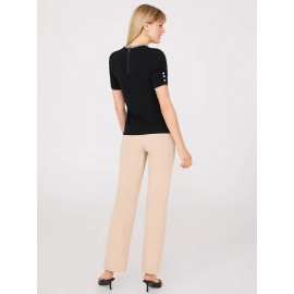 Short Puff Sleeve Boucle Neck Top