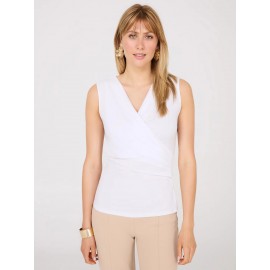 Sleeveless Pleated Crossover Top