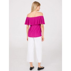 Eyelet Textured Off-The-Shoulder Top