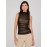 One-Shoulder Mock Neck Top With Mesh Overlay