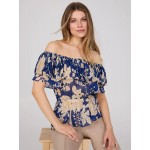 Floral Print Off-The-Shoulder Peplum Top