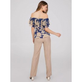 Floral Print Off-The-Shoulder Peplum Top