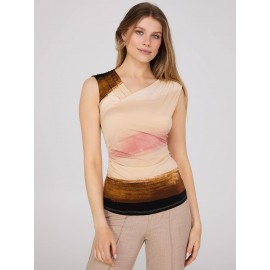 Sleeveless Brush Stroke Print Jersey Top