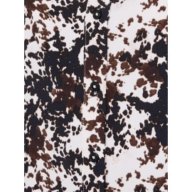 Sleeveless Animal Print Button-Front Blouse