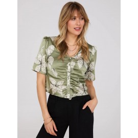 Floral Print Ruched Blouse