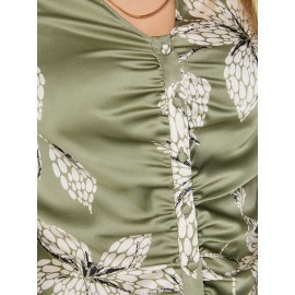 Floral Print Ruched Blouse