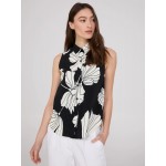 Sleeveless Floral Print Button-Front Blouse