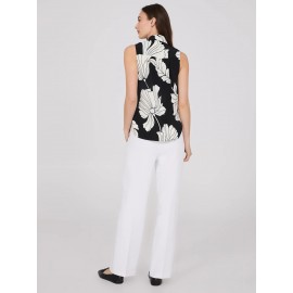 Sleeveless Floral Print Button-Front Blouse