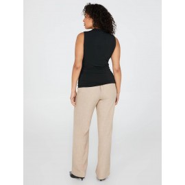 Sleeveless Mock Neck Top With Ruched Details