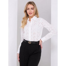 Eyelet Button-Front Blouse