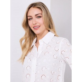 Eyelet Button-Front Blouse