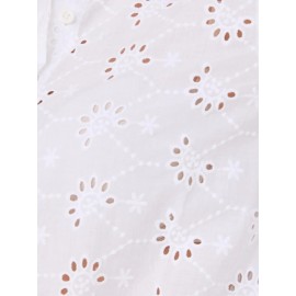 Eyelet Button-Front Blouse