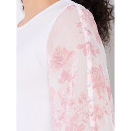 Chiffon Flutter Sleeve Top With Button Details