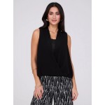 Sleeveless Chiffon Blouse with Blouson Wrap