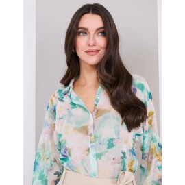 Floral Print Button-Front Chiffon Blouse