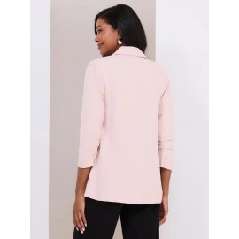 3/4 Pleated Sleeve Open Blazer