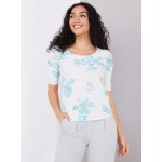 Floral Print Eyelet Top With Ruched Sleeves