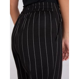 Pinstripe High-Waisted Wide-Leg Pants