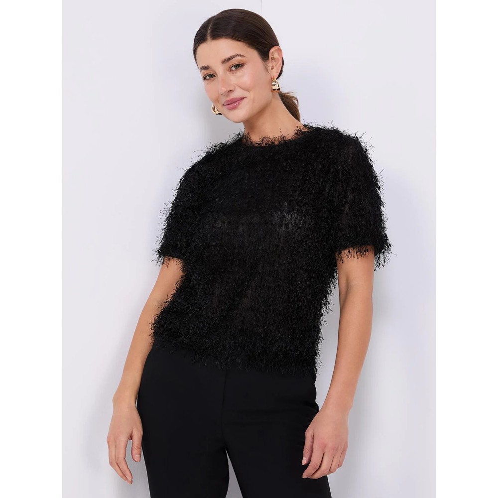 Shaggy Short Sleeve Waisted Top