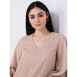Dot Print Chiffon Popover Blouse