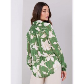Printed Shadow Stripe Button-Front Blouse