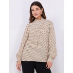 Print Asymmetrical Mock Neck Top