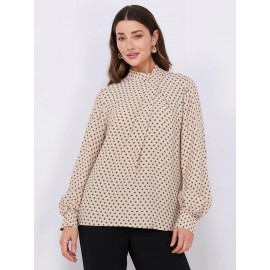 Print Asymmetrical Mock Neck Top