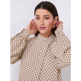 Print Asymmetrical Mock Neck Top