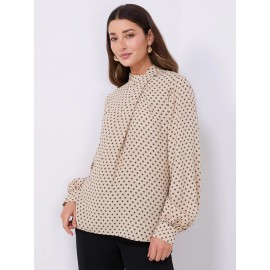 Print Asymmetrical Mock Neck Top