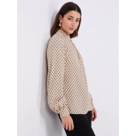 Print Asymmetrical Mock Neck Top