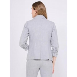 One-Button Ruched Sleeve Blazer