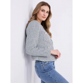 4-Pocket Button-Front Boucle Blazer