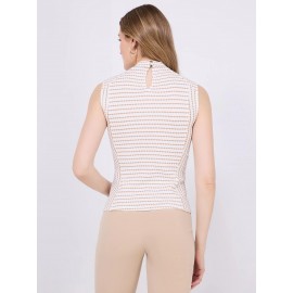 Textured Sleeveless Mock Neck Top