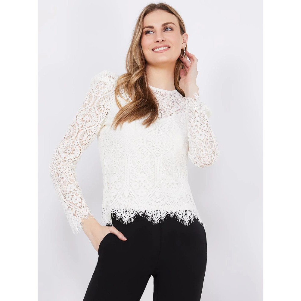 Crochet Lace Puff Sleeve Top