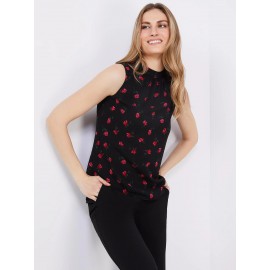 Printed Sleeveless Chiffon Blouse